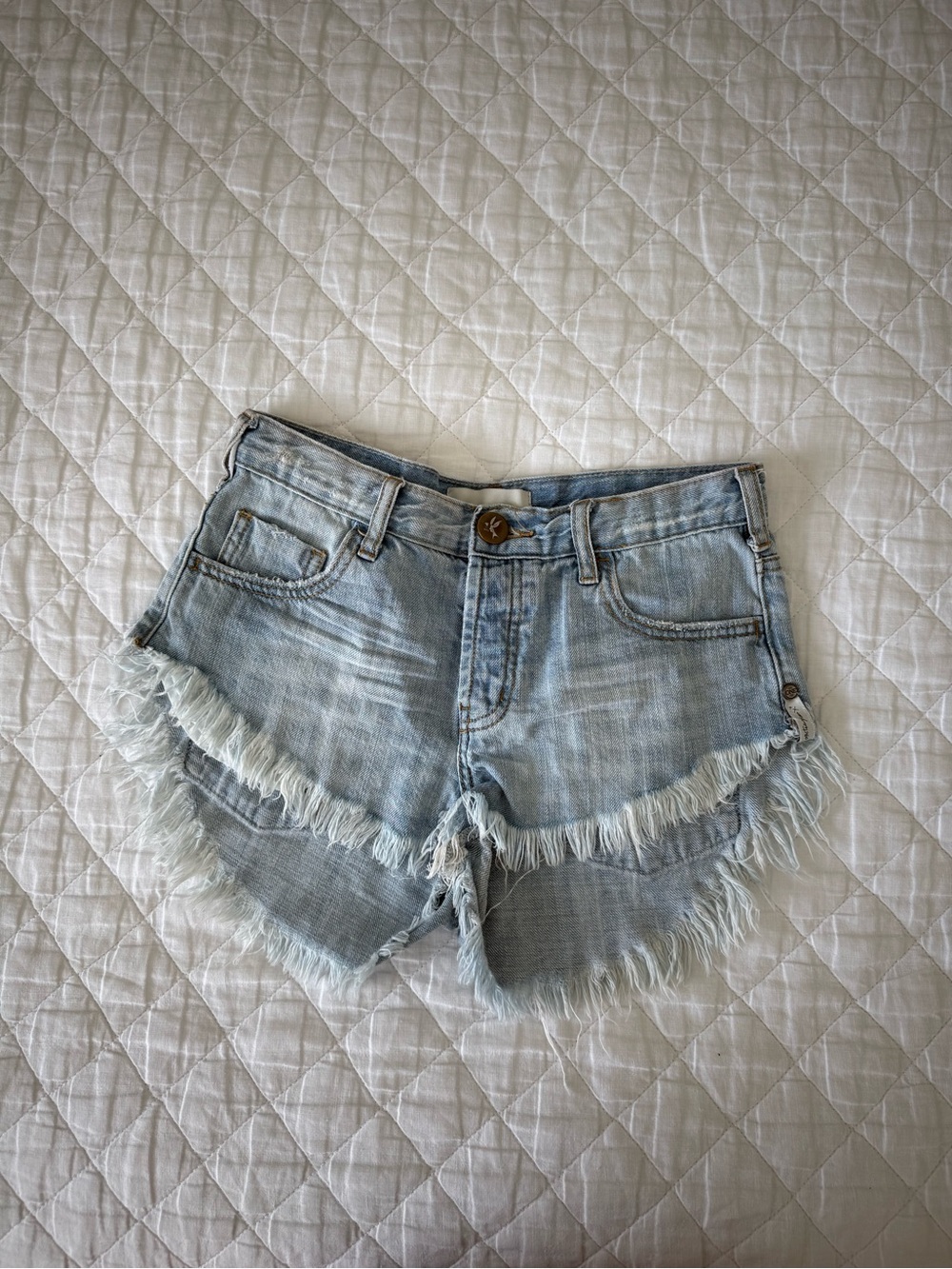 Carmar Light Blue Frayed Double-Hem Denim Shorts